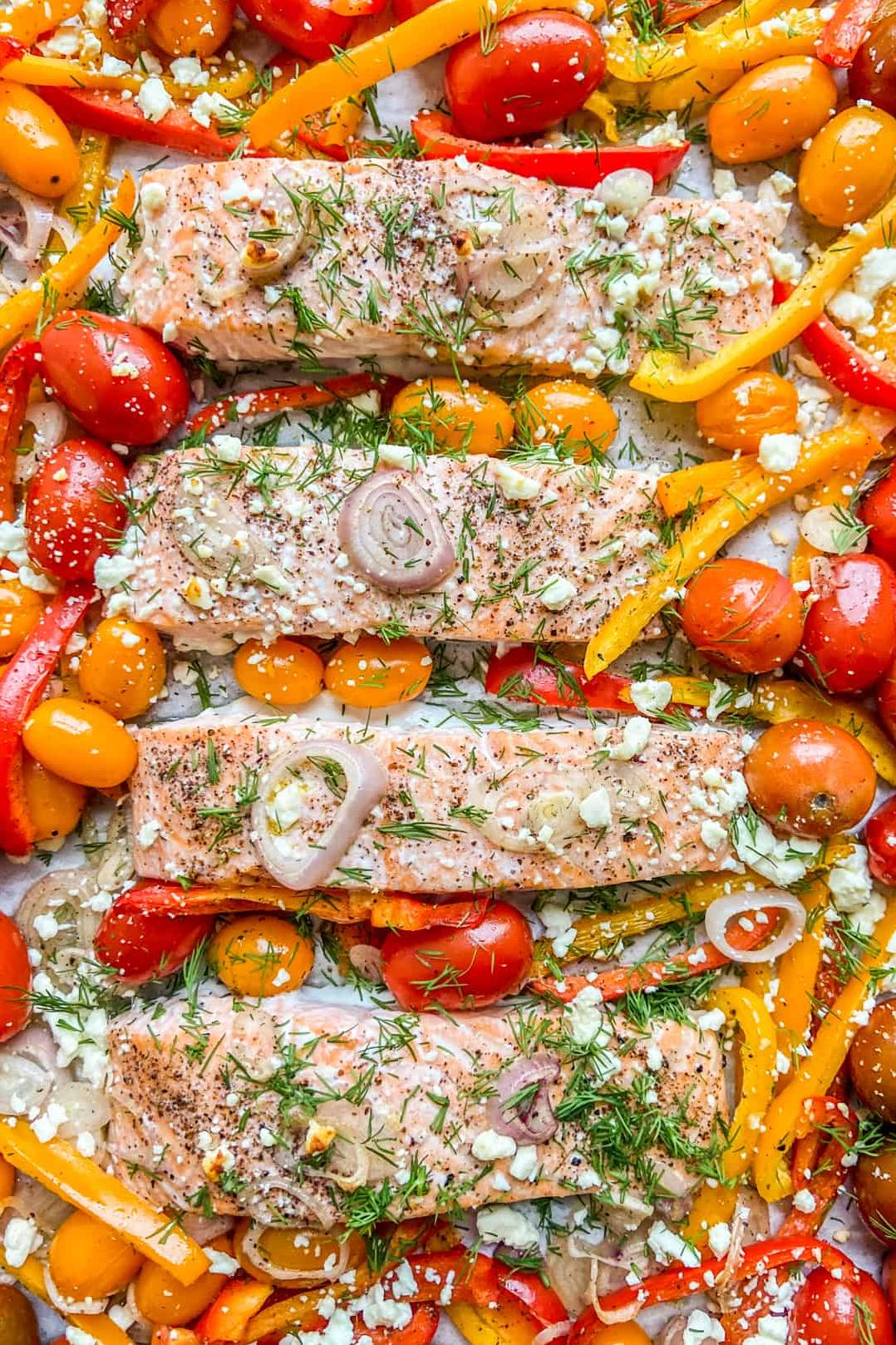 Middle Eastern Fish or Salmon With Peppers and Tomatoes Recipe