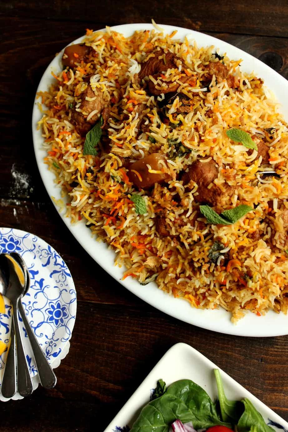  A colorful array of fragrant spices and fluffy rice awaits you.