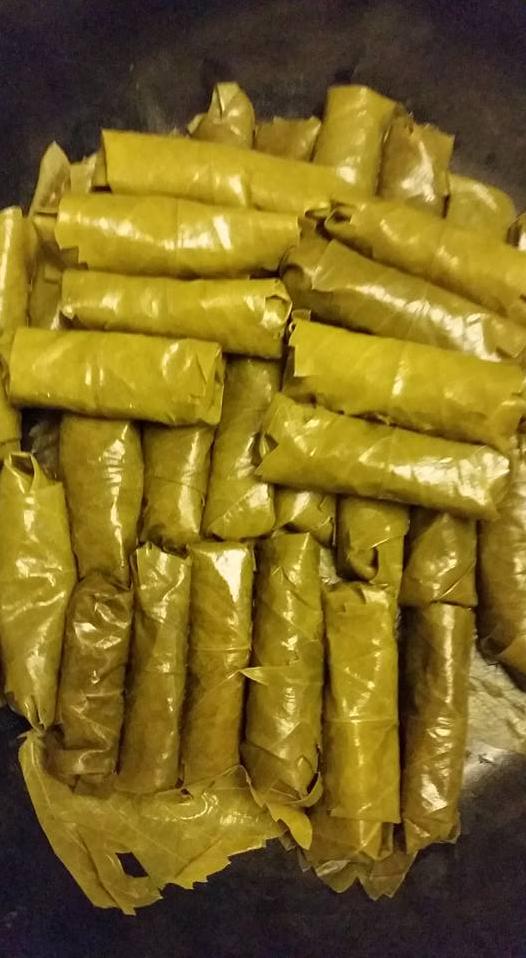  A colorful pile of freshly made Armenian stuffed grape leaves awaits to be devoured.