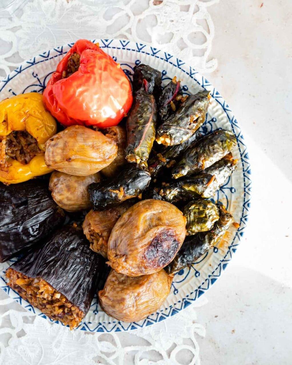  A delicious platter of dolmas stuffed to perfection!
