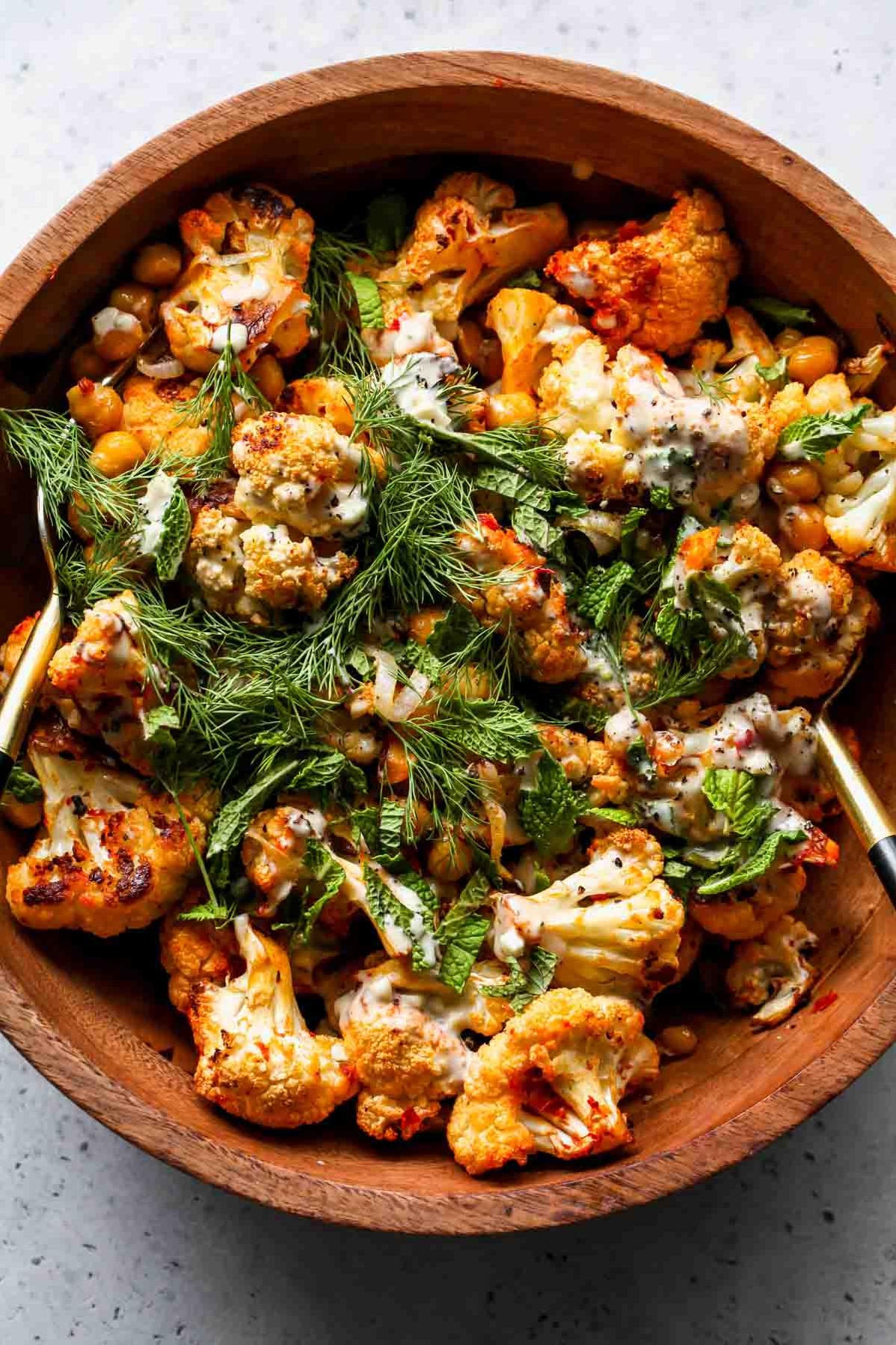  A hint of harissa adds a zesty twist to the familiar taste of roasted cauliflower