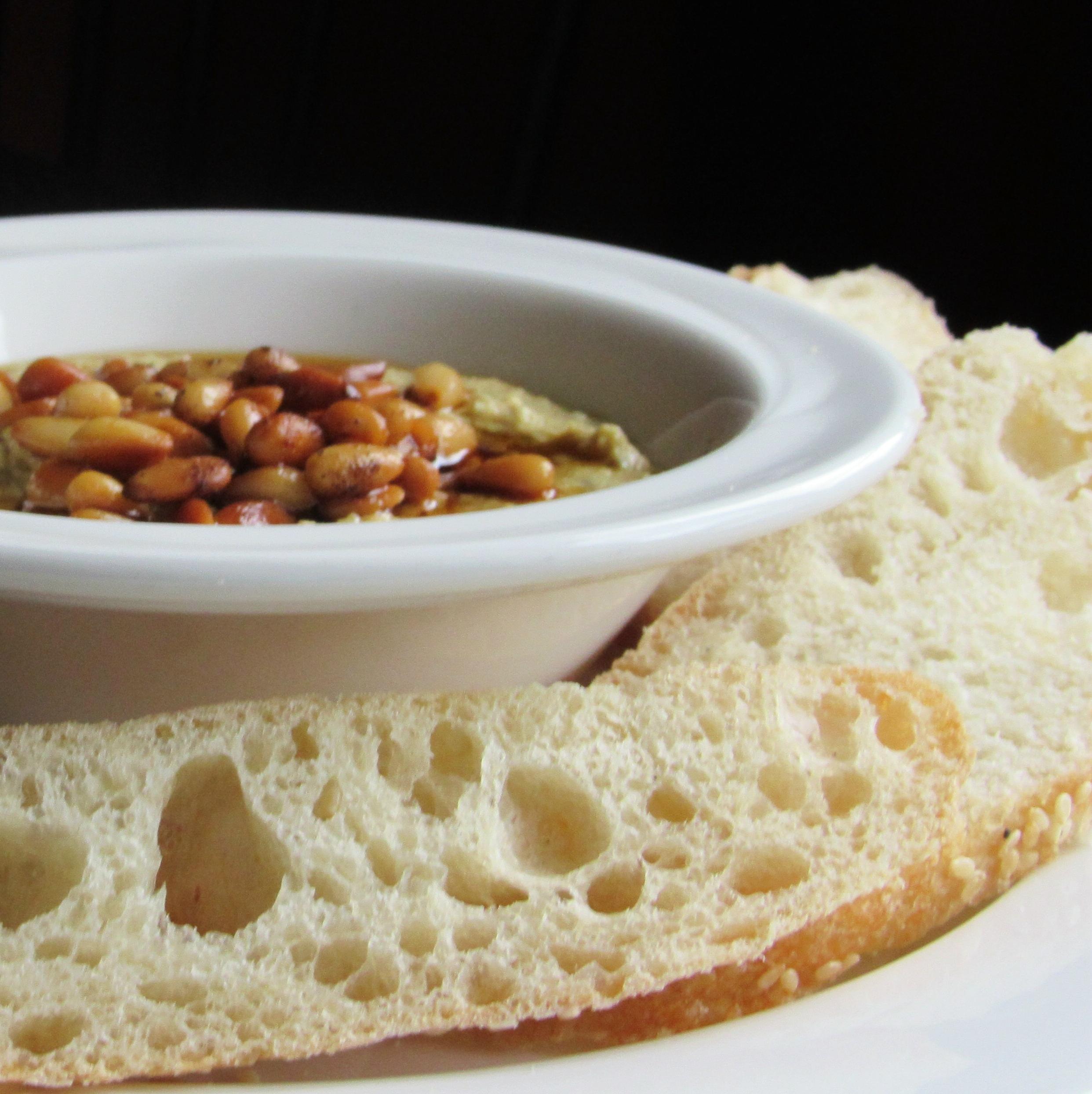  A platter of joy: My Turkish-inspired hummus with pine nuts.
