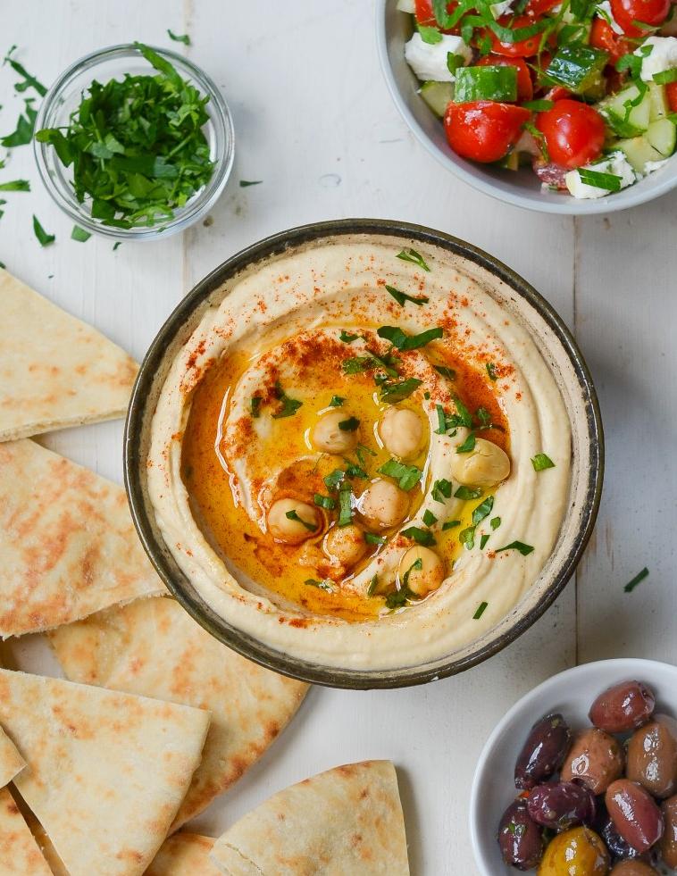  A sprinkle of paprika adds a hint of smoky flavor to the hummus.