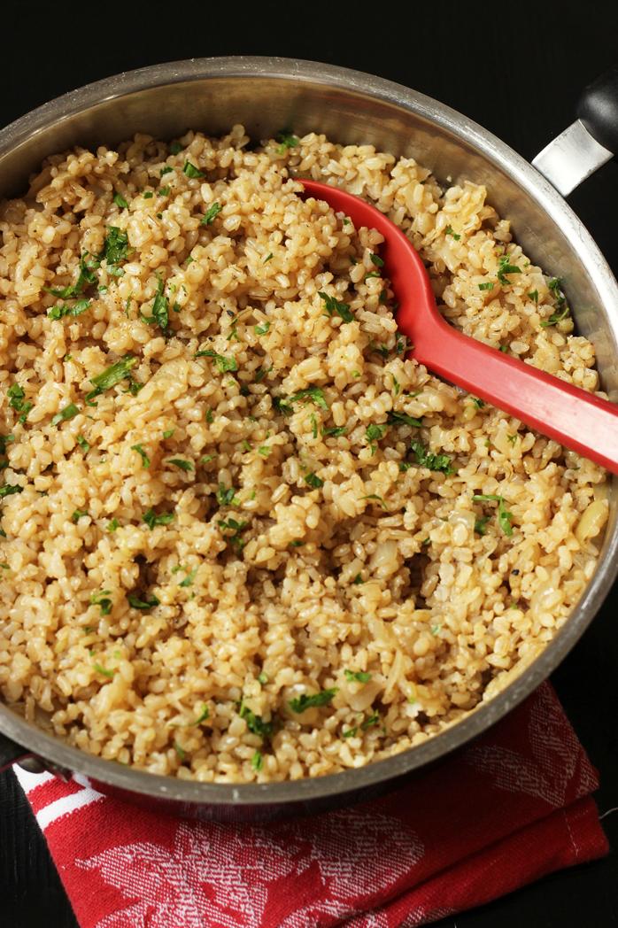  Aromatic brown jasmine rice loaded with healthy veggies