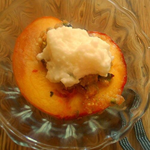 Baked Peaches With Pistachio Nuts