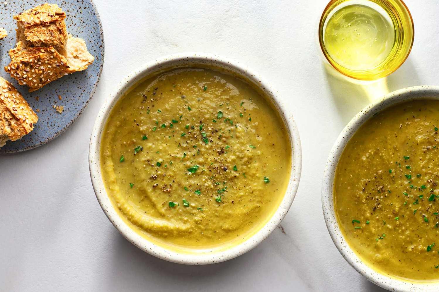  Creamy, delicious, and hearty, this split pea and lentil soup is the perfect comfort food.