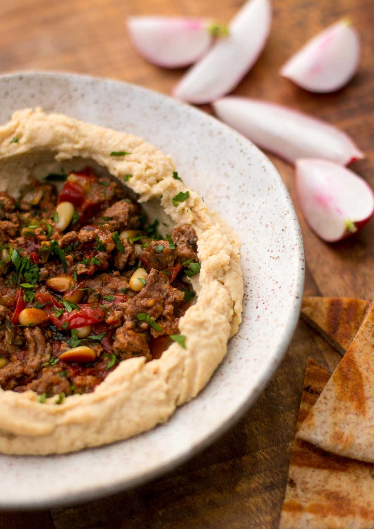 Creamy homemade hummus to complement the flavorful lamb