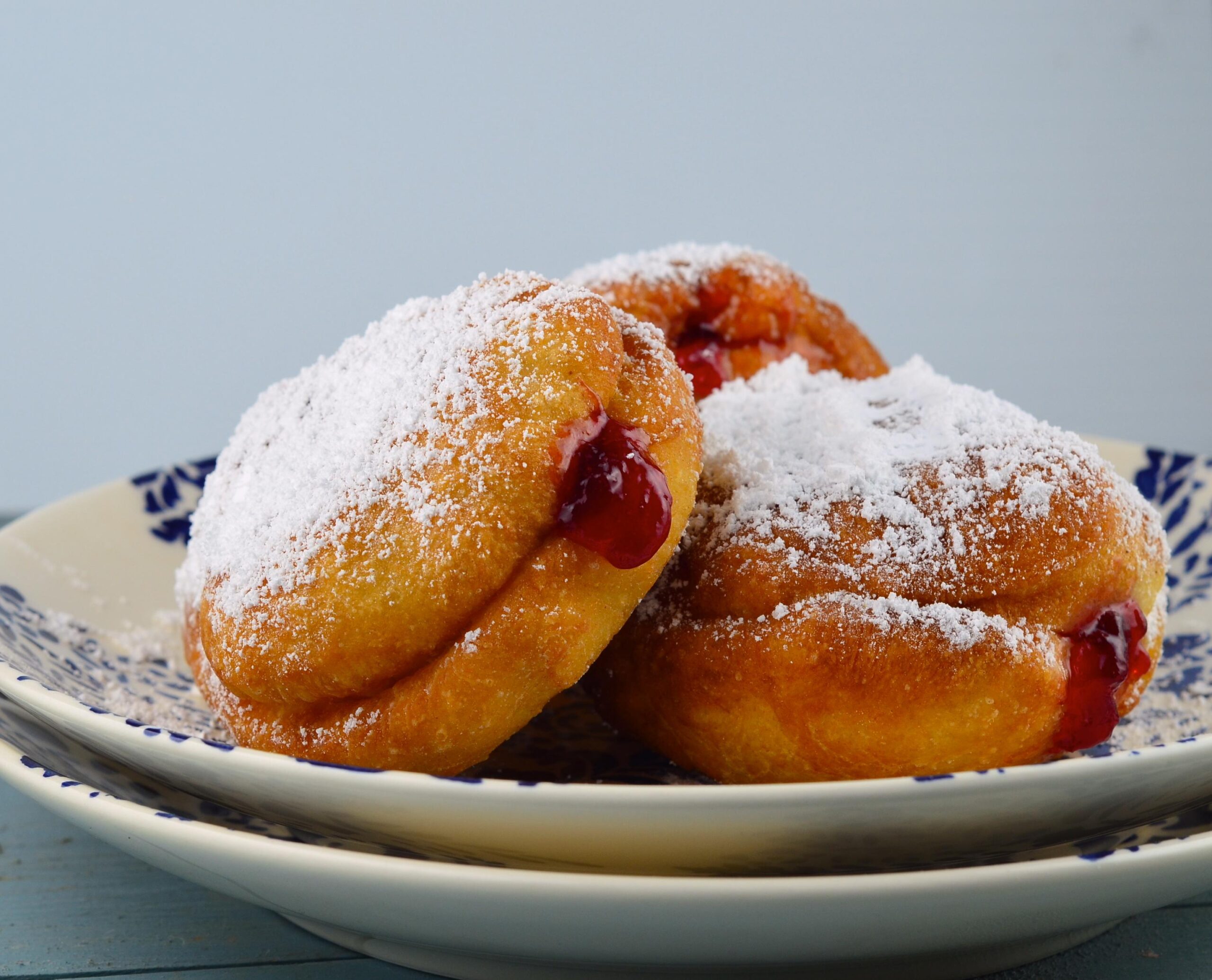  Deliciously festive and filled with gooey jelly, these sufganiyot are the ultimate indulgence.