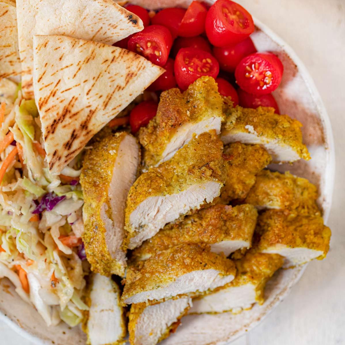 A Unique Twist on Classic Chicken with Falafel Crust