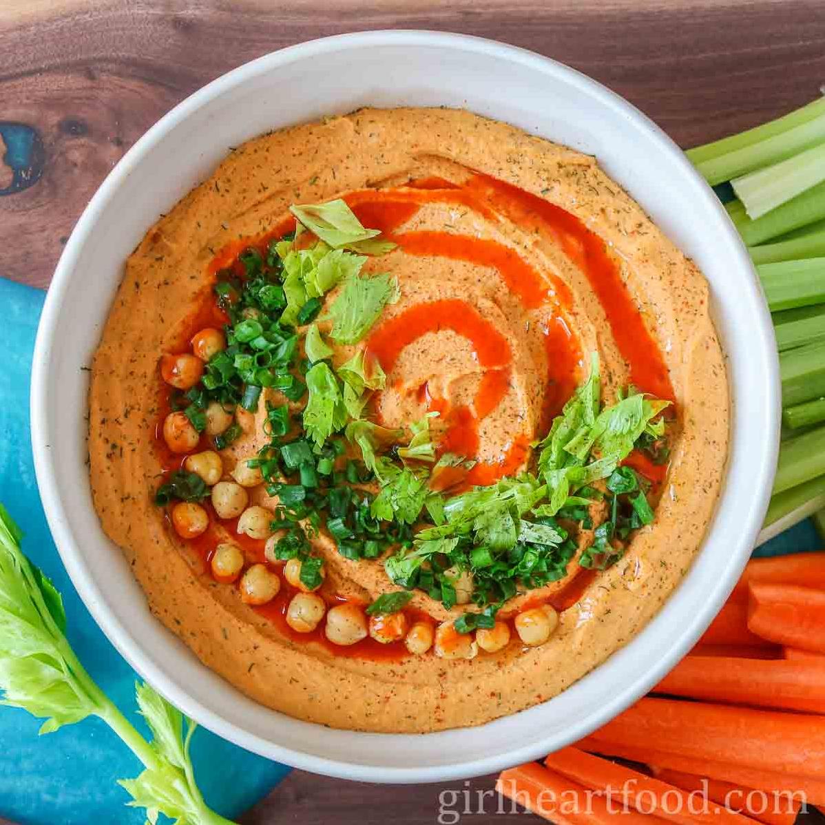  Fuel your spicy cravings with this amazing twist on classic hummus.