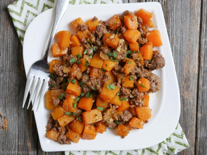  Get your daily dose of veggies and protein with this hearty Butternut Squash dish.