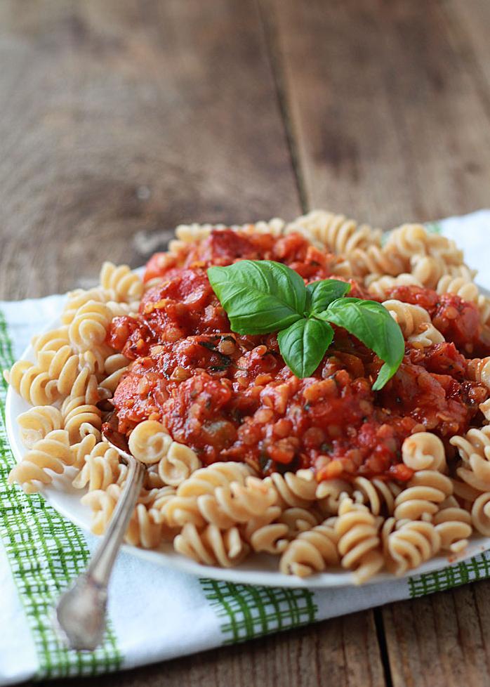  Get your pasta game on point with this delicious and filling red lentil sauce.