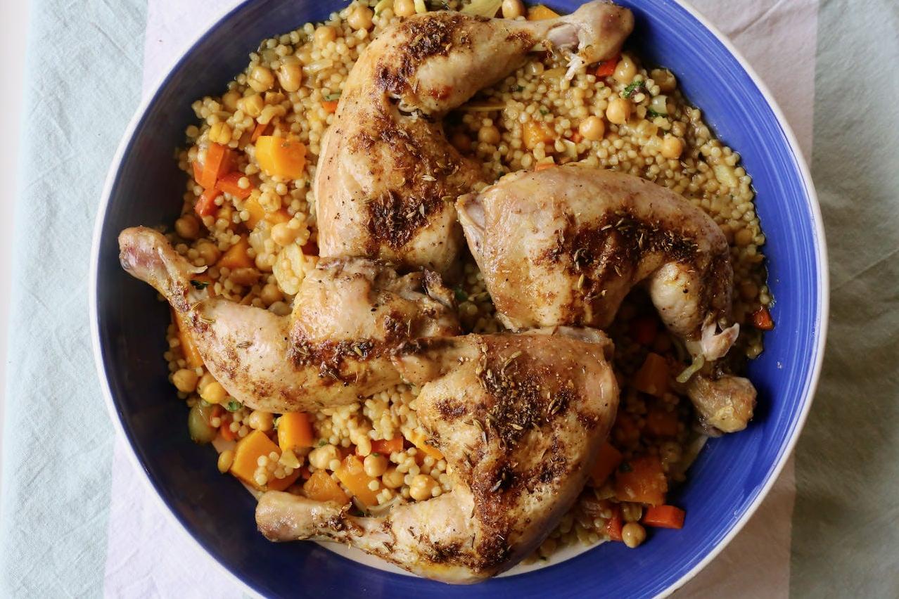Middle Eastern Chicken With Moghrabieh Couscous