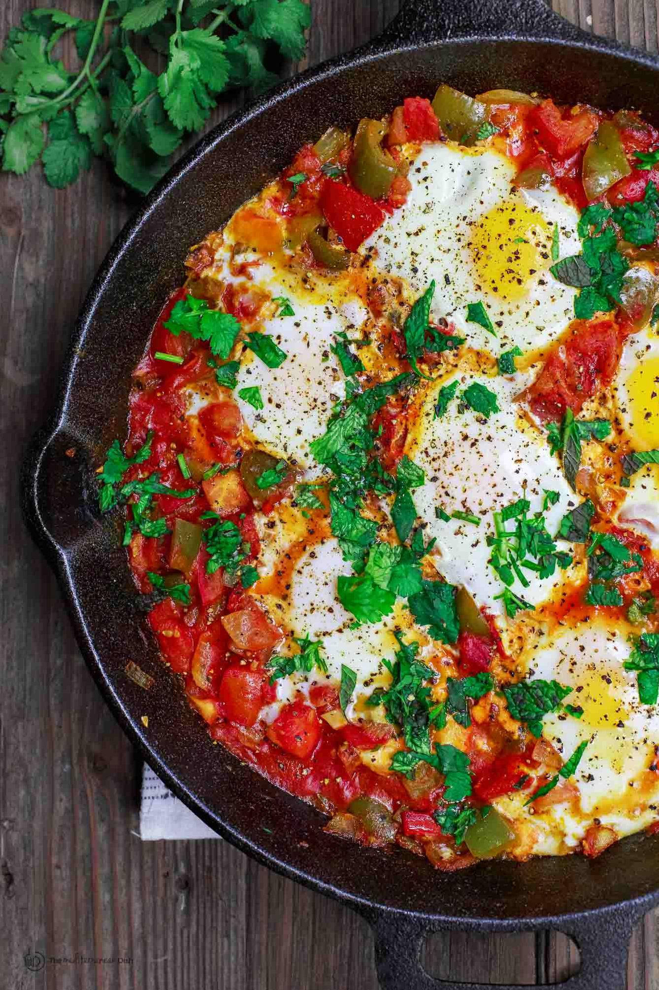  Perfectly poached eggs in a bed of tomato goodness