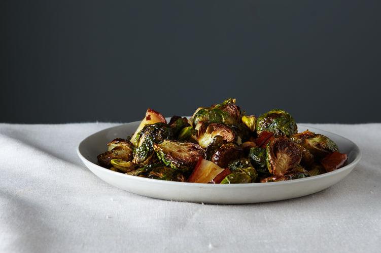 Roasted Brussel Sprouts With Pear and Pistachio