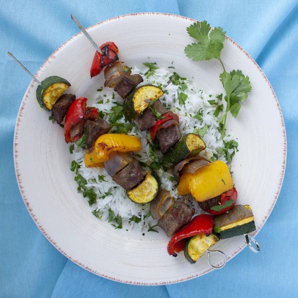  Take dinner to the next level with our mouth-watering curried beef kebab recipe.