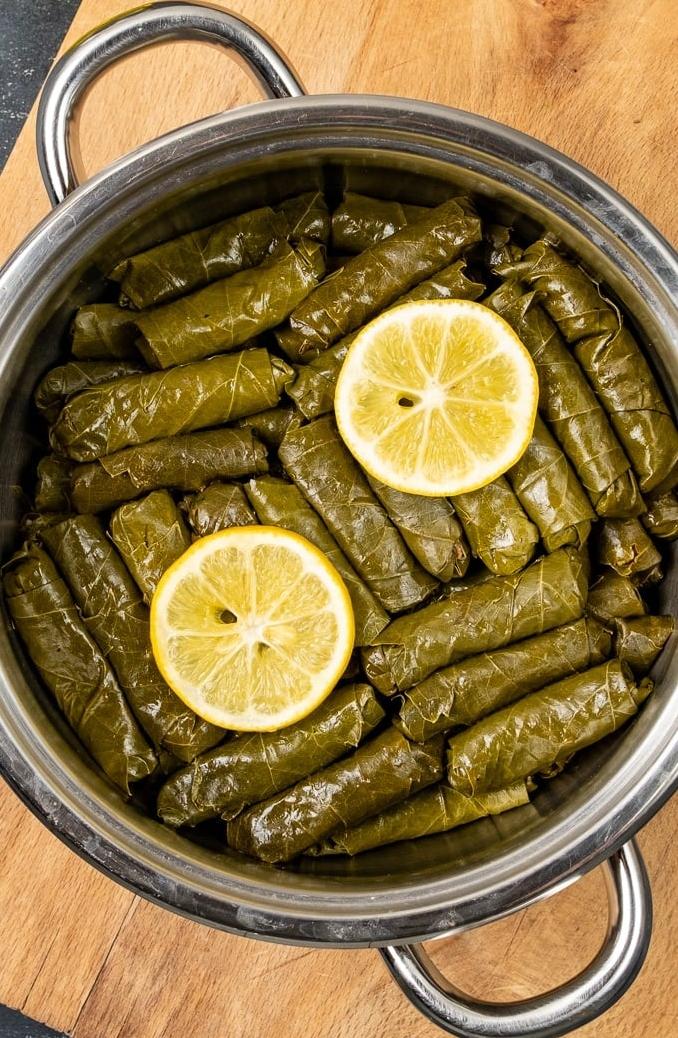  The savory stuffing used in this recipe elevates the tender and delicate vine leaves.