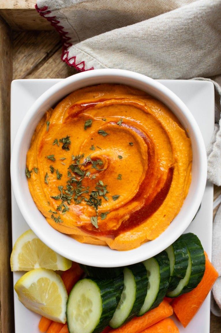  The vibrant colors of my roasted red pepper hummus will make your taste buds dance!