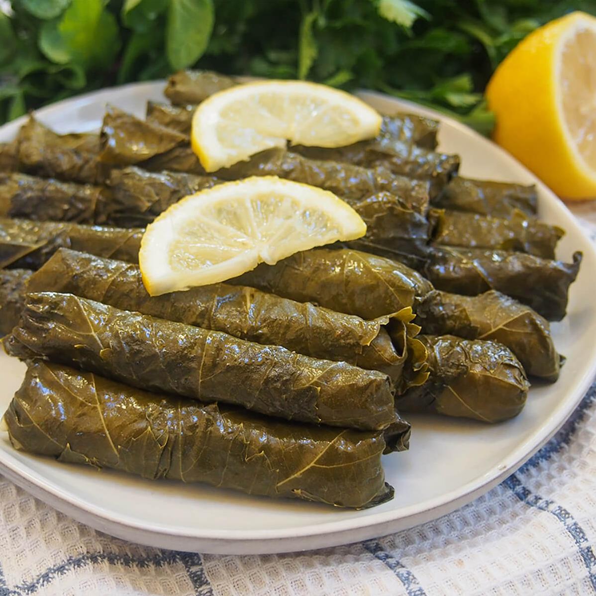  These stuffed vine leaves are like little green packages waiting to be devoured.