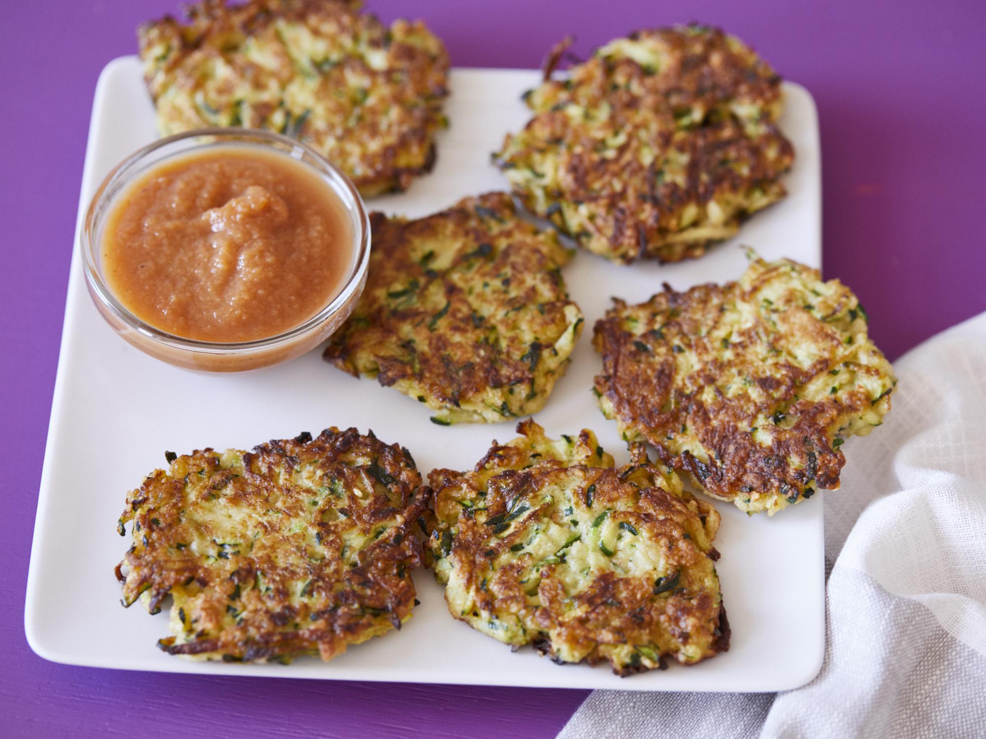  These Zucchini latkes make a delicious, healthy snack or a unique appetizer.