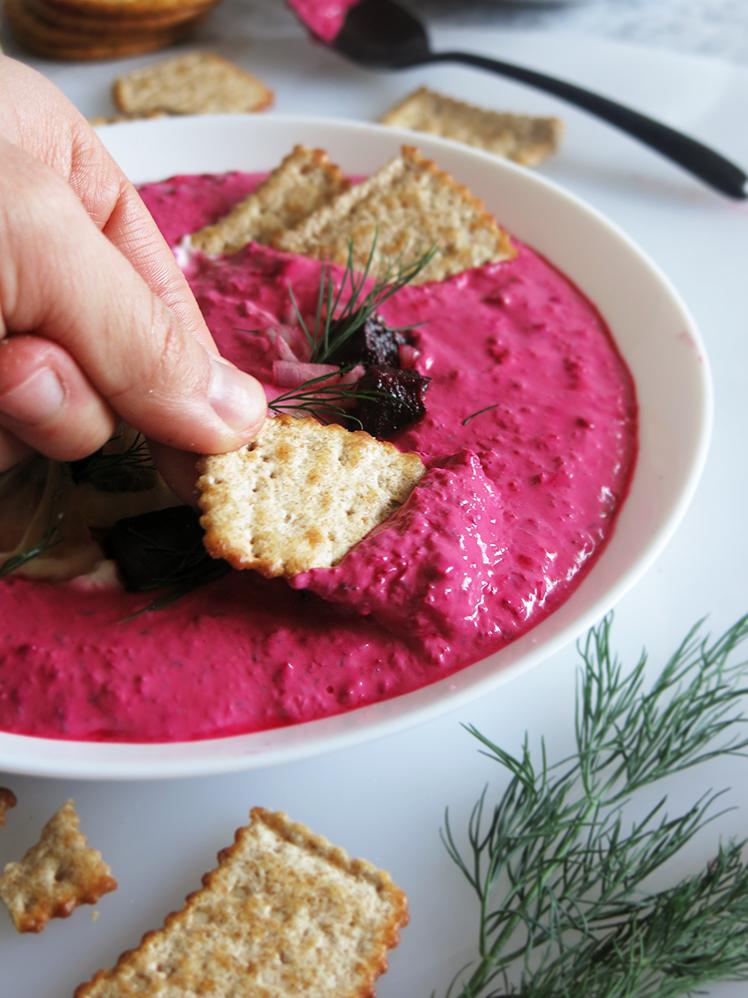  This beet tzatziki is truly a work of art in a bowl.