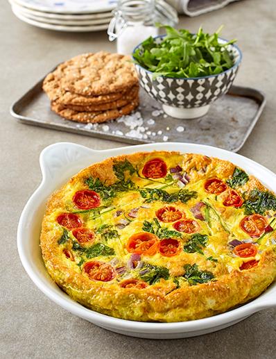  This dish is filled with protein and veggies, making it a well-rounded breakfast option.
