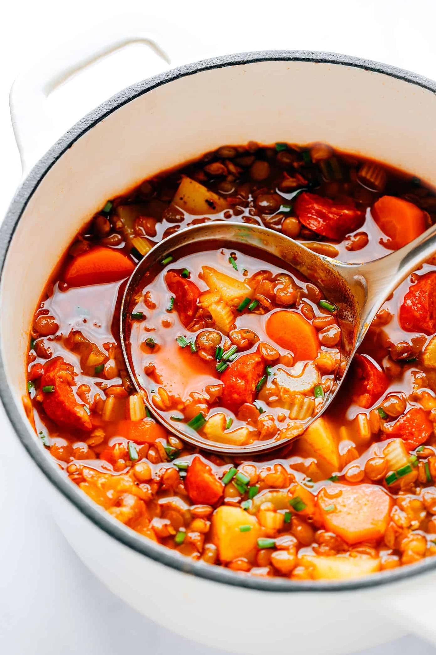  This homemade Basque chorizo and lentil soup will warm you up from the inside out.