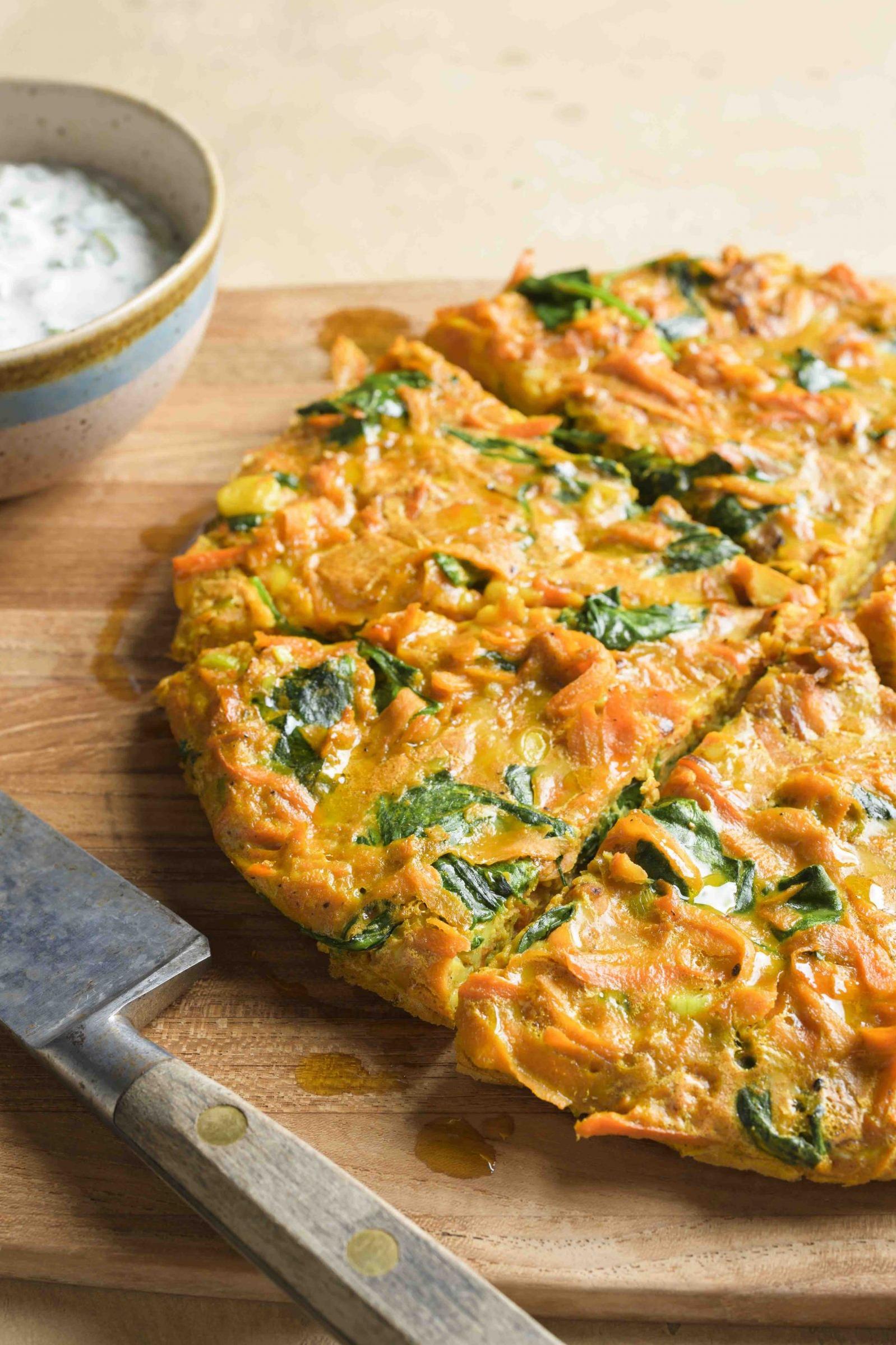  With hints of cumin and turmeric, this omelet has a zesty and fragrant kick.